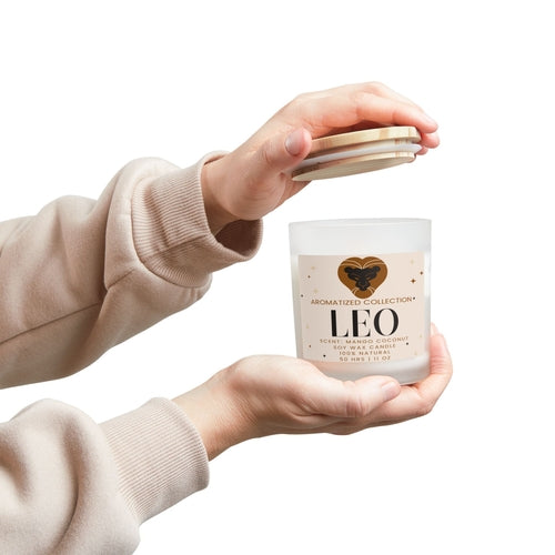 Leo Zodiac Candle, Mango Coconut Scented Soy Candle, Astrology Gift,