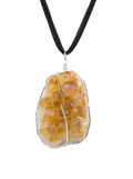 Druse Crystal Pendant on Leather Necklace