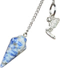 Natural Gemstone Smooth Conical Crystal Pendulum with Mystery Charm |