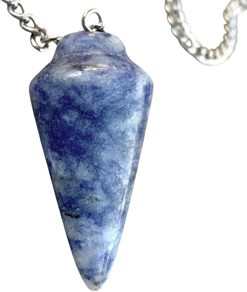 Natural Gemstone Smooth Conical Crystal Pendulum with Mystery Charm |