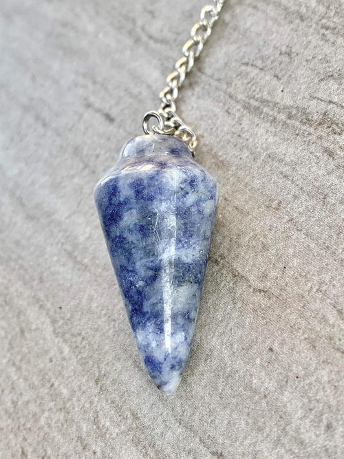 Natural Gemstone Smooth Conical Crystal Pendulum with Mystery Charm |