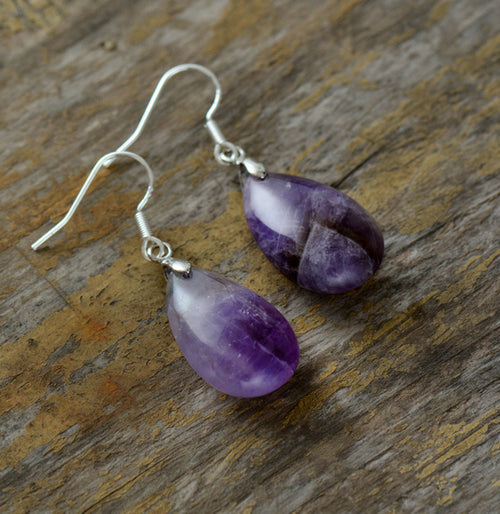 Elegant Women Earrings Natural Stones Purple