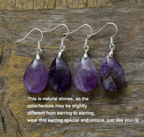 Elegant Women Earrings Natural Stones Purple