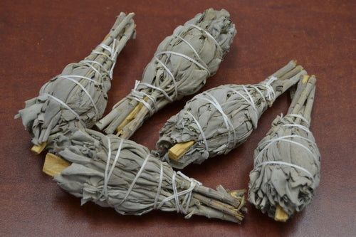 5 Pcs White Mini Sage + Palo Santo Bundle Smudge